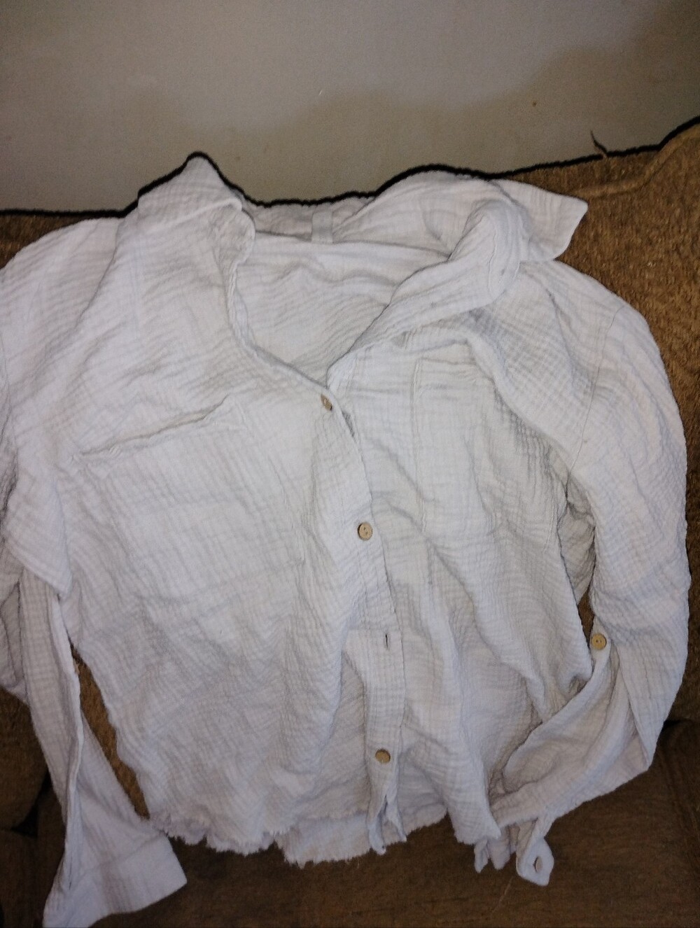Zenana Outfitters Light Gray Gauze Button-Front Long-Sleeve Shirt